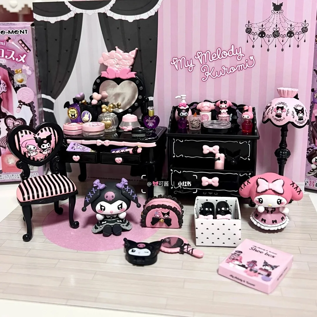 Фото Набор миниатюрных фигурок Rement Sanrio Kuromi My Melody Prank Blind Box: косметика, декор для рабочего стола, коллекционные игрушки для фанатов аниме №1