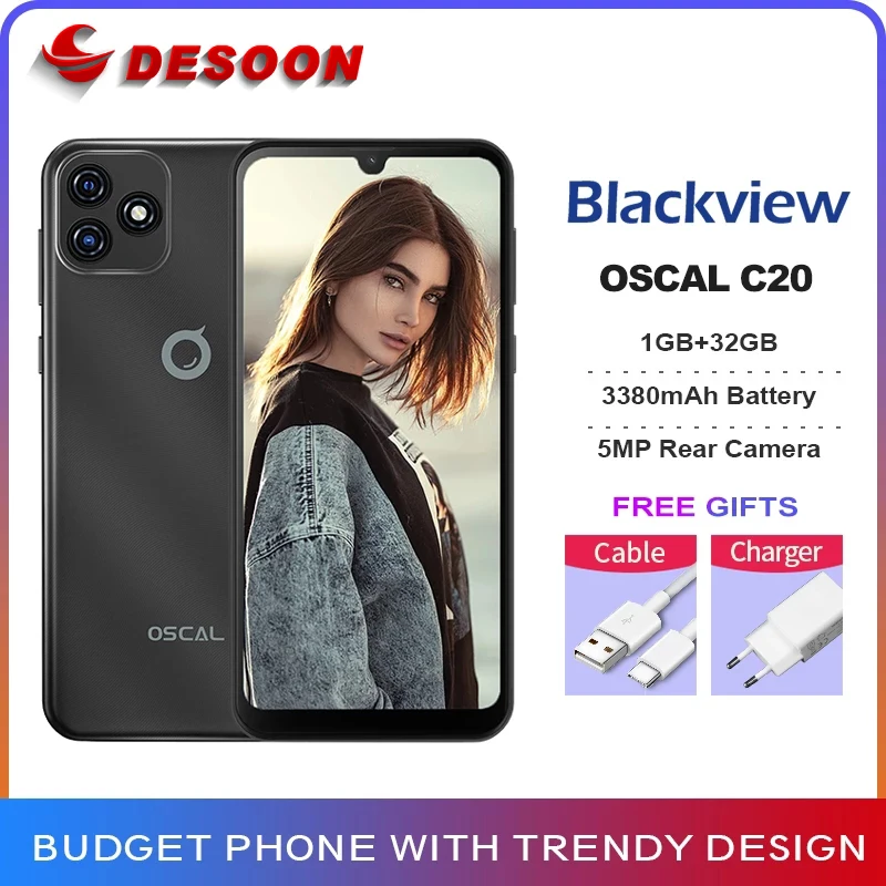 Blackview OSCAL C20 Smartphone 1GB+32GB Android 11 6.088'' HD+ Display cellphone Quad Core 5MP Rear Camera 3380mAh Mobile Phone