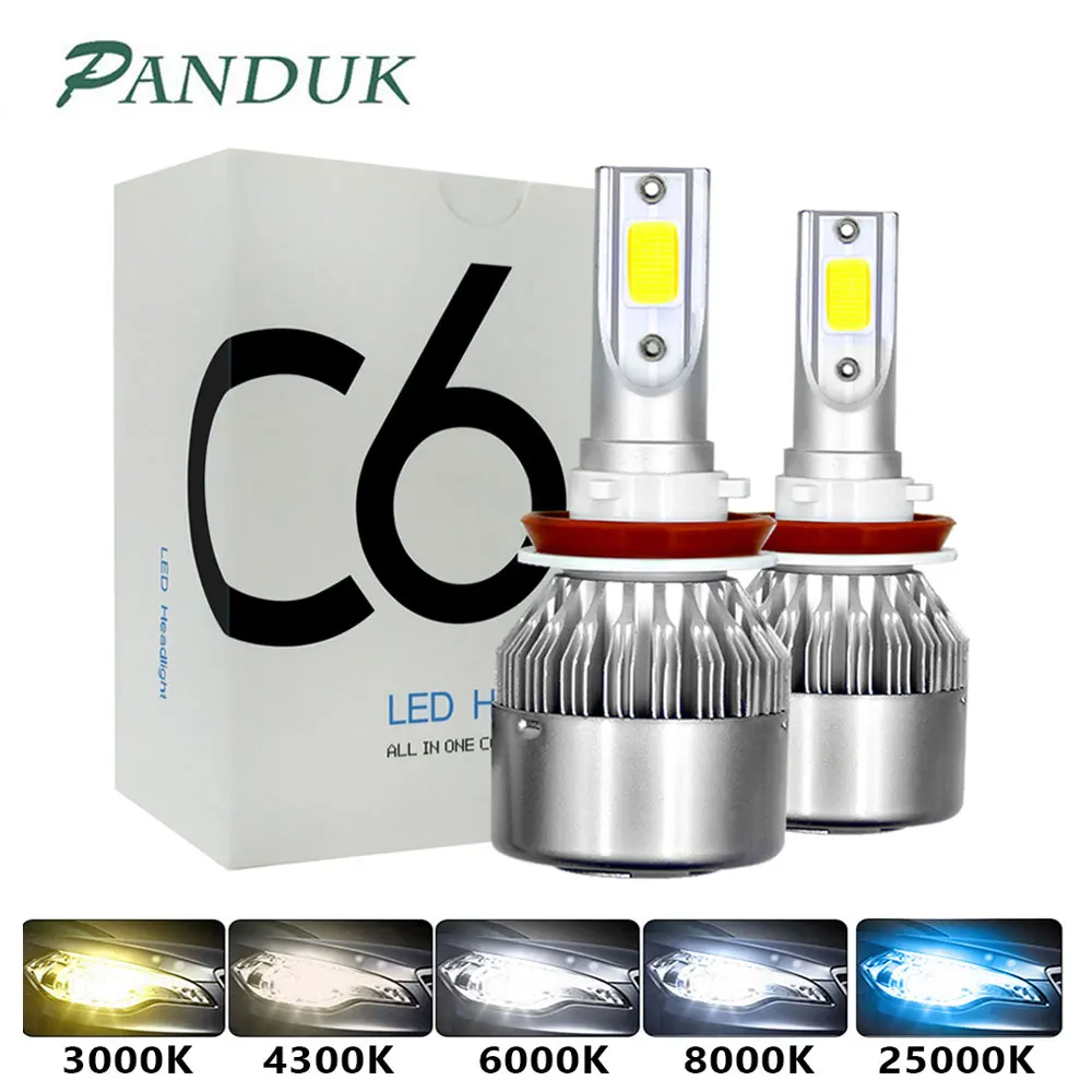 

PANDUK H1 H3 C6 Led Headlight Bulbs H7 LED Car Lights H4 880 H11 HB3 9005 HB4 9006 H13 6000K 72W 12V 8000LM Auto Headlamps