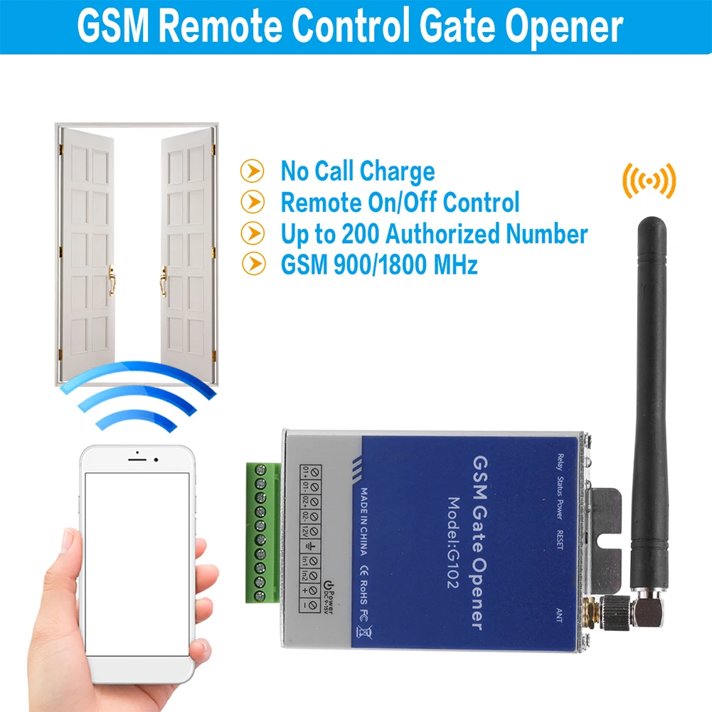 Wireless Remote Control Door Access GSM Gate Door Opener Relay Switch Mobile Phone WiFi Controller Motor Free Call Smart Home
