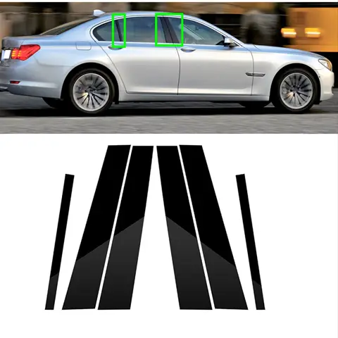 Для BMW 7 серии F01 F02 2009 2010 2011 2012 2013 2014 2015 глянцевые черные стойки для окон, декоративная накладка на дверную крышку, накладка