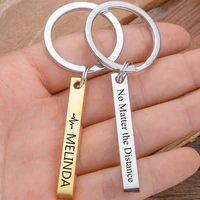 custom name keychain stainless steel handmade anti lost keychain personalize bar keyring customized nameplate gift for boyfriend
