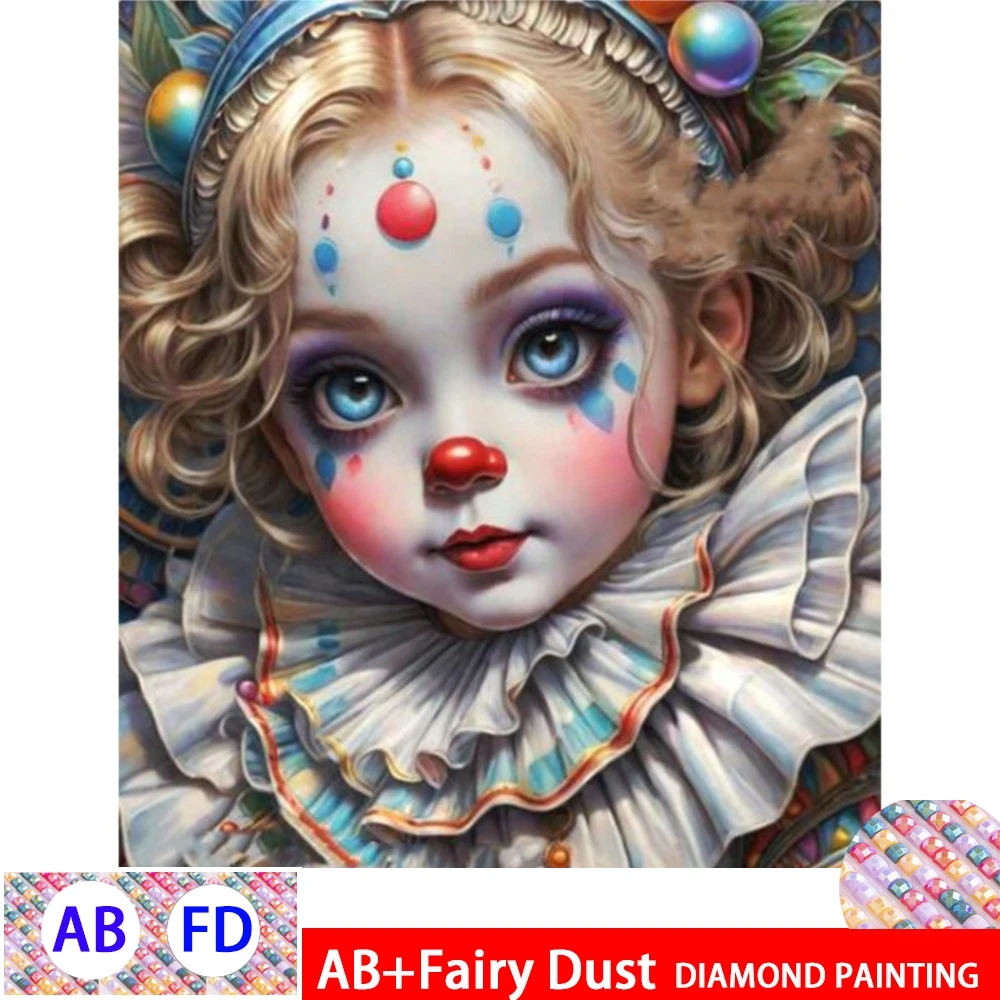 AB Фея пыль Алмазная вышивка крестиком Окрашенная милая девушка-клоун 5D DIY горный