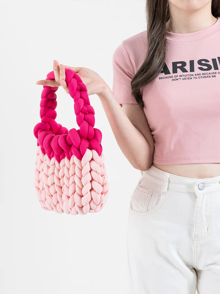 KOKOPEAS New Stylish Hand Woven Split Joint Colors Soft Comfort Fashion Women Bags Convenient Handbag No Leakage