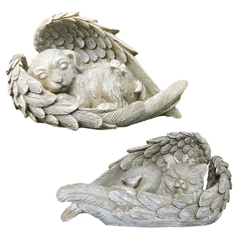 

Sleeping Angel With Wings Decoration Resin Pet Memorial Statue Sculpture Ornament Garden Outdoor Decoration