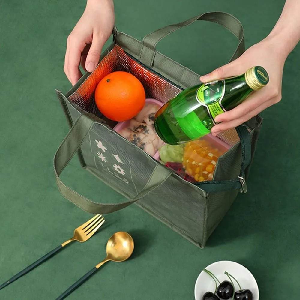 

Large Capacity Casual Bag Food Drink Cooler Bag Outdoor Camping Picnic Tote Canvas Handbag Lunch Box Lunch Bag Lunch Organizer