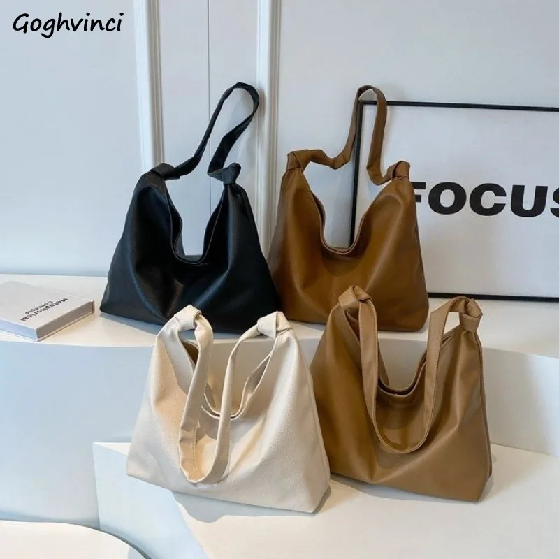 

PU Leather Shoulder Bags Women Vintage Commuter Office Lady Large Capacity Crossbody Bag Underarm Casual Handbags Simple Chic