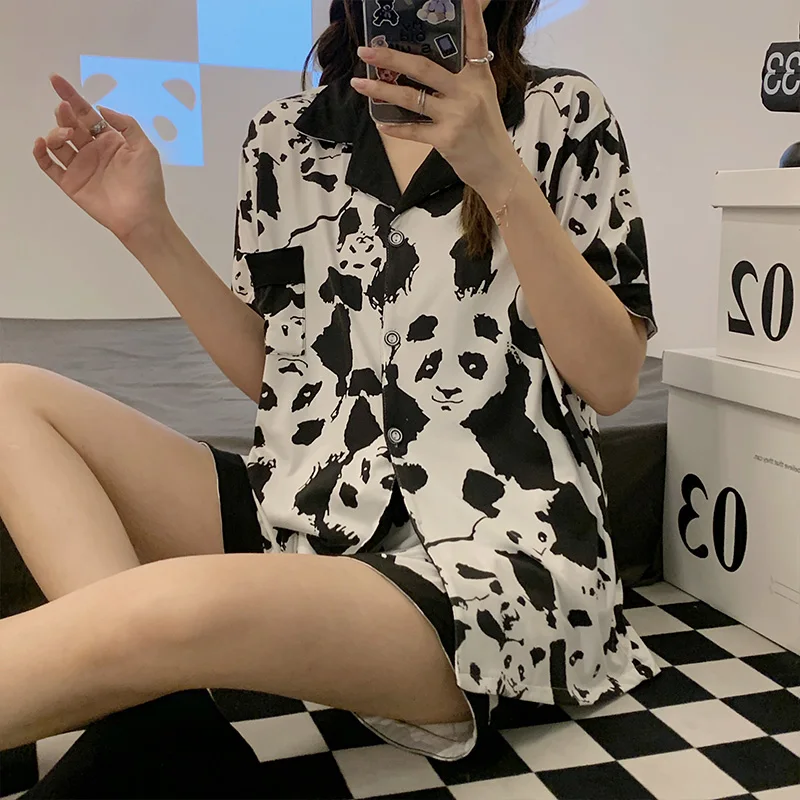 CAIYIER 2022 Summer Coloful Butterfly Pajamas Set Sweet Short Sleeve Top Shorts Sleepwear Korean Kawaii Chic Nightwear Pyjamas