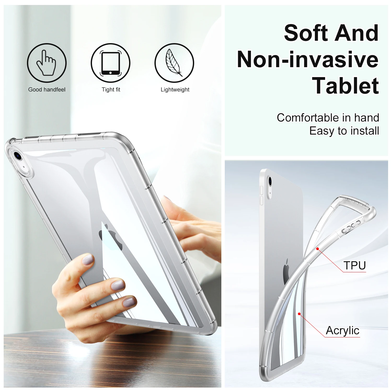 TPU Soft Back Case For iPad Pro 13/11 M4 Air 11/13 M2 Acrylic Cover 10th 6/7/8/9th Mini 6 7 Transparent Defence Protect