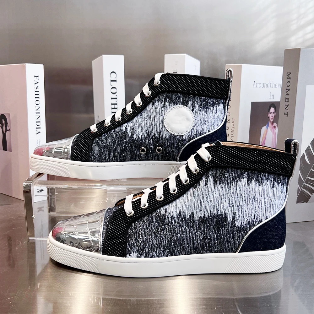 

Роскошные Дизайнерские парные повседневные кроссовки с красной подошвой для мужчин, черные ботинки, модная женская спортивная обувь на пла...