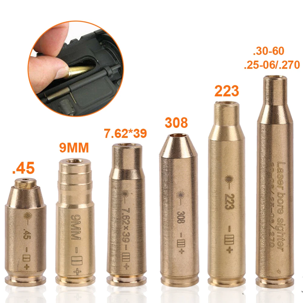 

Тактический красный точечный Лазер, латунный патрон CAL .223Rem 9 мм. 308 7,62*39 .45SW .3006, патрон для прицела, охоты