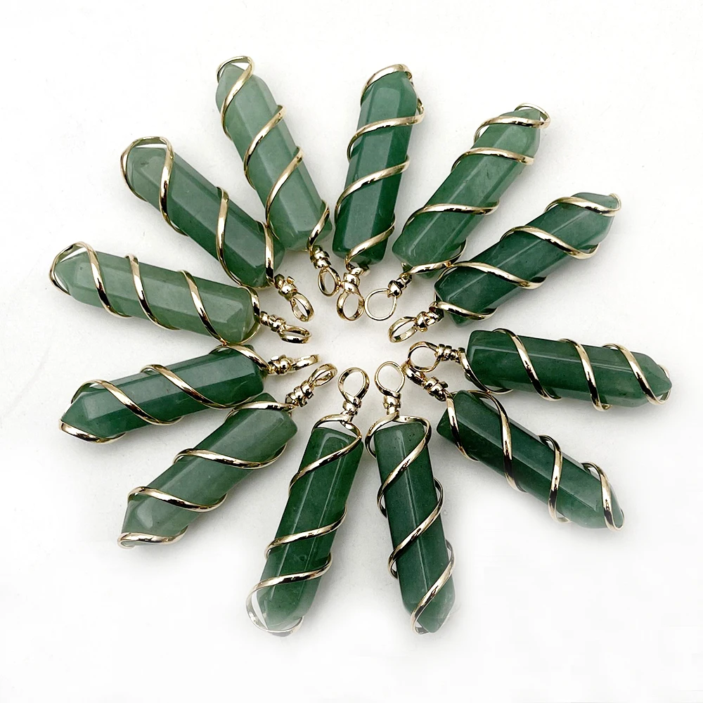 

Natural Aventurine stone Fashion pendulum Gold color necklace pendant jewelry making charm accessories free shipping 10pc