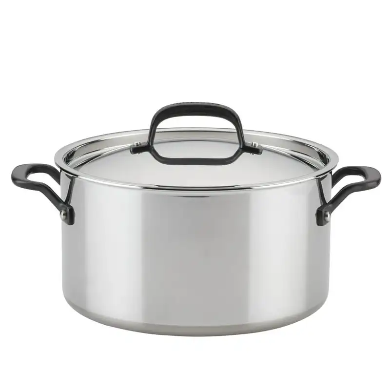 

Quart 5-Ply Clad Stainless Steel Stockpot with Lid, Polished Stainless Steel