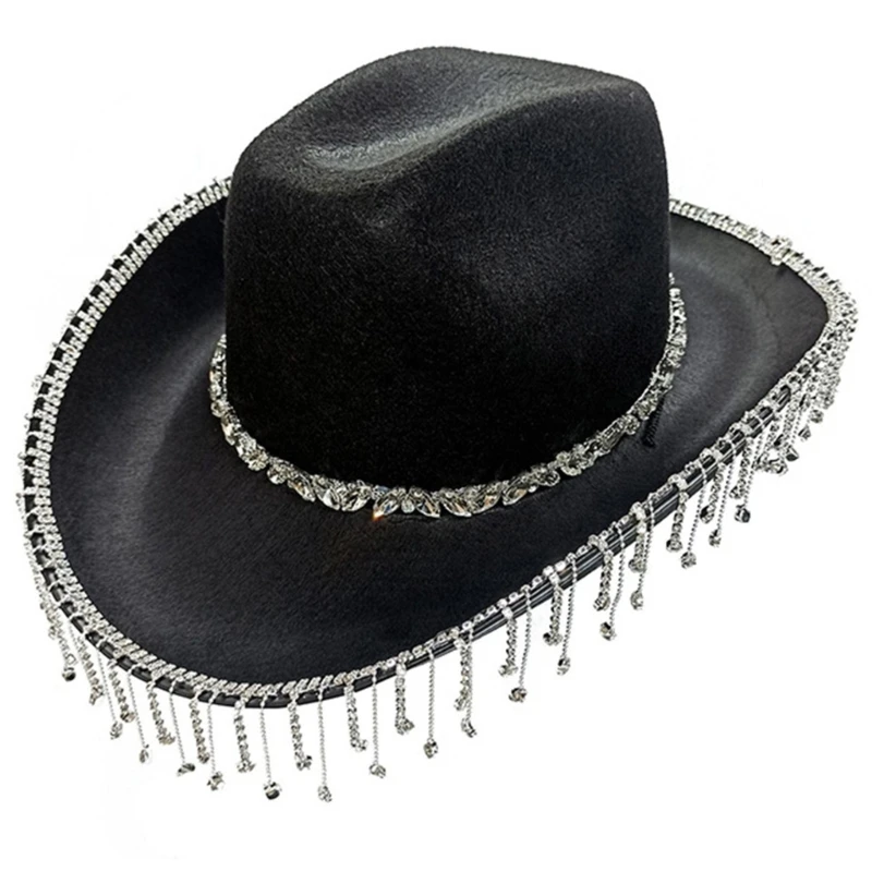 

Бахрома Женская со стразами шляпа с кисточкой Cowgirl шляпа для девичника Прямая поставка