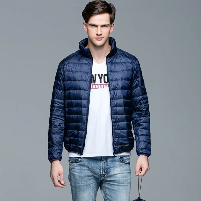 White Duck Down Jackets Man Autumn Winter Stand Collar Thin Down Jacket White Duck Down Men‘s Short Casual Jacket Wholesale 6XL