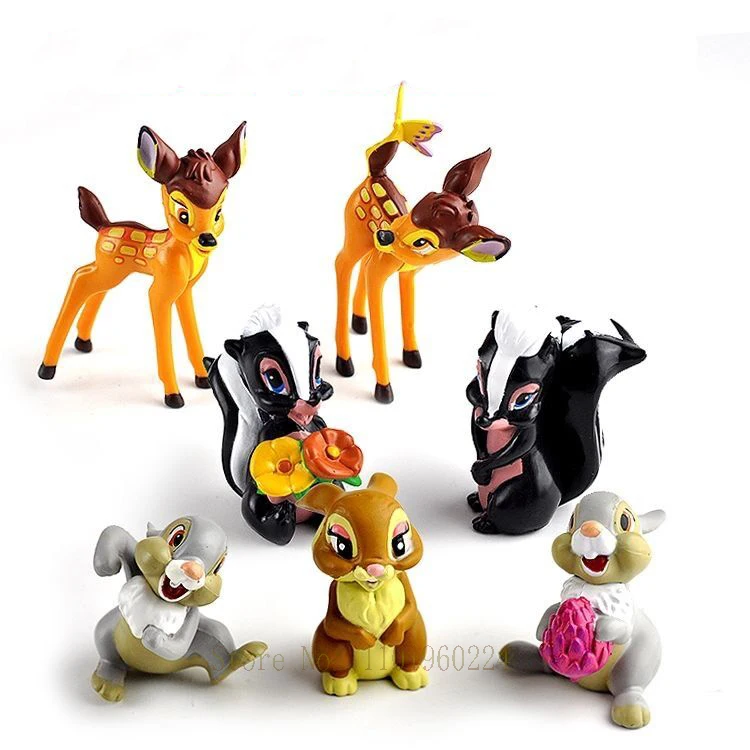 

7pcs/Set Cartoon Bambi Deer Figure Action Rabbit Figurine Squirrel Figures Disney Anime Toys For Children Birthday Gifts 5~9CM