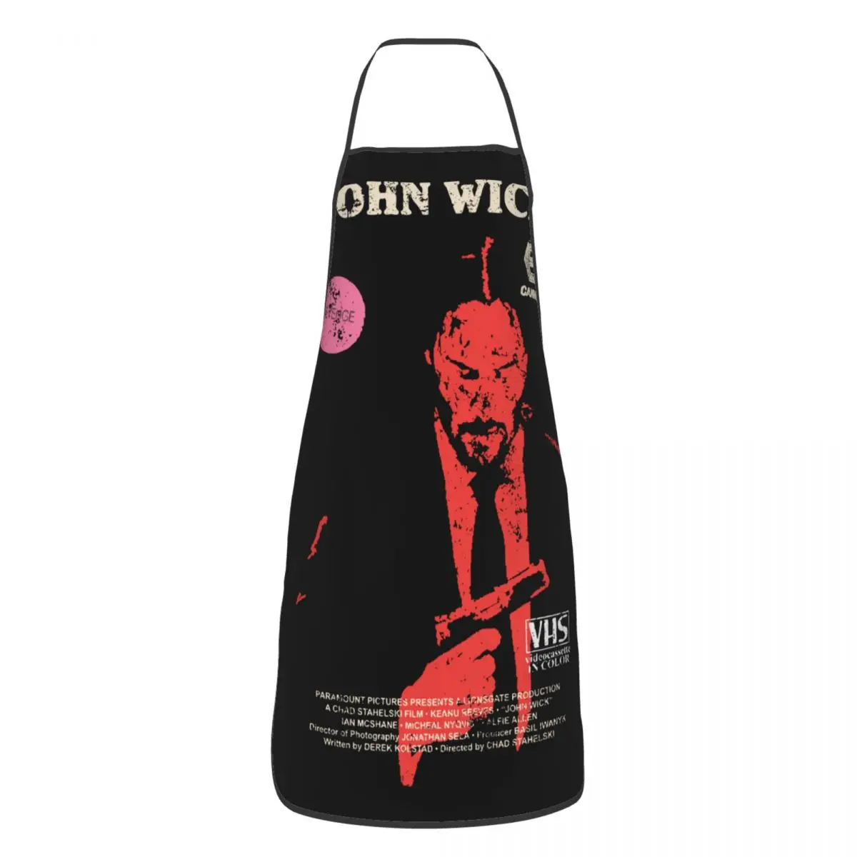 

Фартук John Wick VHS в стиле ретро, фартук для уборки дома, нагрудники с рисунком «Death Wish», кухонный смешной фартук для мужчин и женщин