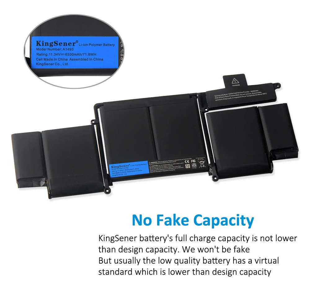 Аккумулятор KingSener A1493 для ноутбука Apple MacBook Pro 13 &quot2013 2014 Retina A1502 ME864LL/A ME866LL/A ME865LL/A MGX72