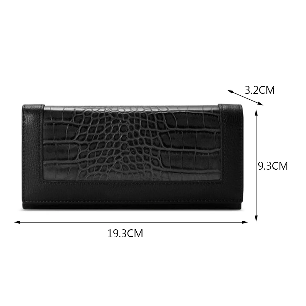 Simple Crocodile-Pattern Solid-Color Long Wallet Wear-Resistant Ultra-thin Coin Purse Gift For Birthday