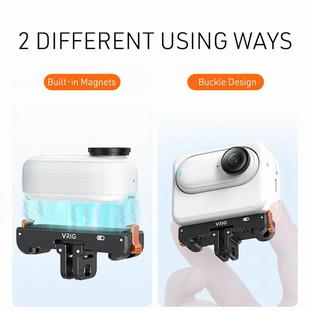 Фото Магнитная зарядная база VRIG из алюминия для Insta360 GO3/GO3S, быстросъемное крепление, адаптер для камеры с портом 1/4 для GoPro, для штатива №4