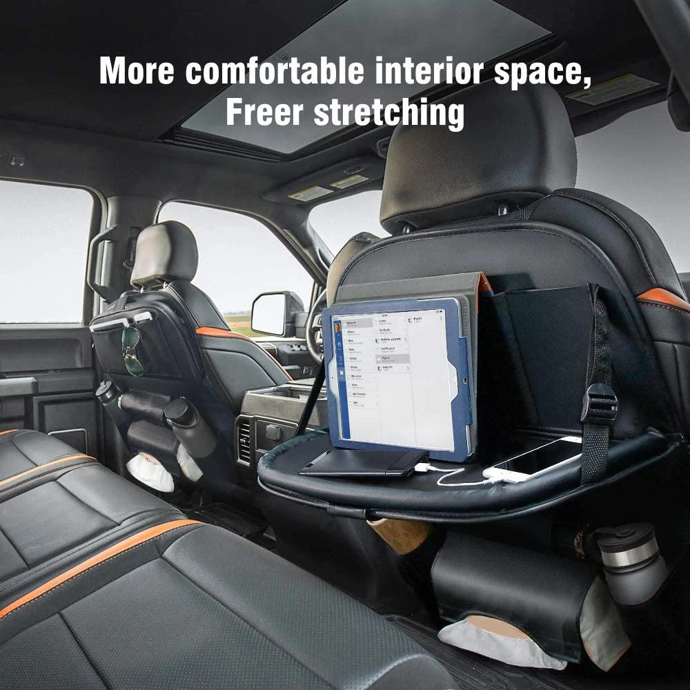 

Black Car Seat Back Pad Bag belt Tray Table Organizer Foldable Travel Storage box cover Automotive Goods interior Accessories