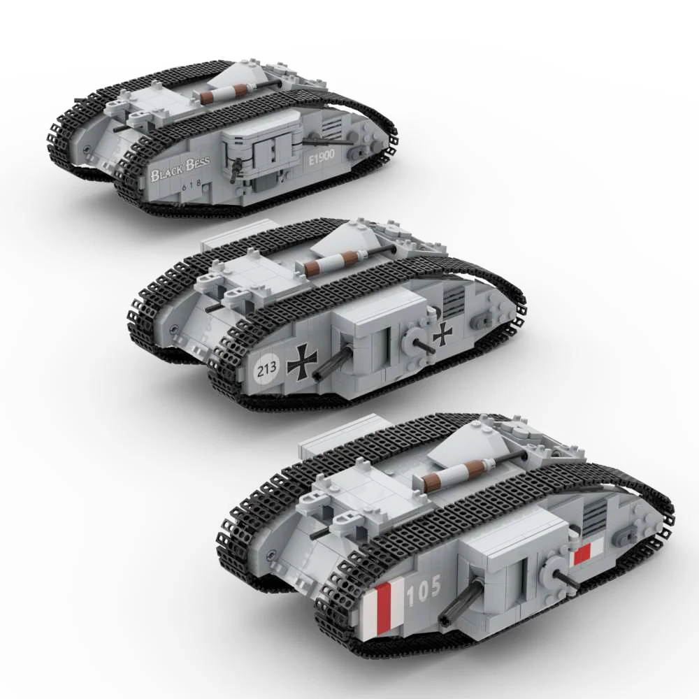 

WW1 Mark IV Male and Black Bess Heavy Tank War Military Weapons Toy Building Block Set Bricks 2 soldiers Birthday Christmas Gift