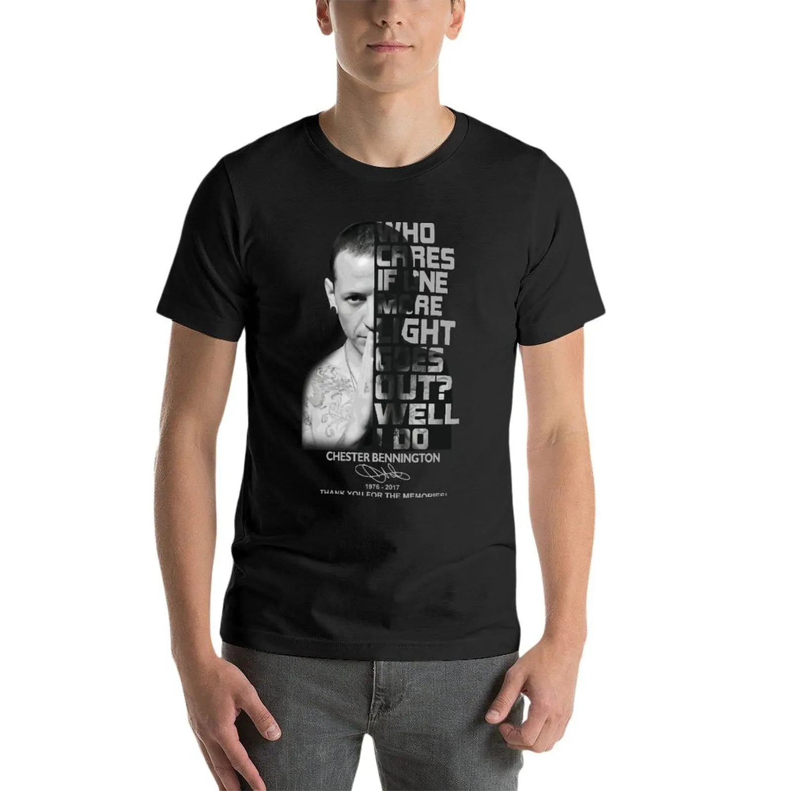 

Just Cause You Cant See Him Doesnt Means He Isnt There Chester Benning Oversize T Shirt Summer Mens Clothing Short Sleeve Street