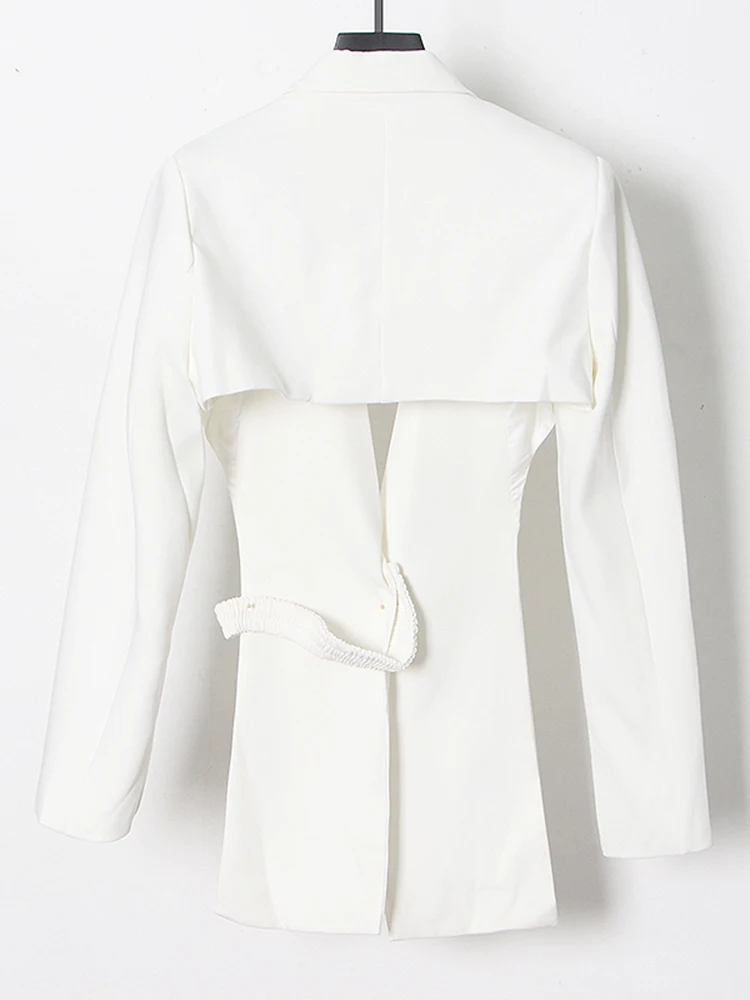 seksowna marynarka klubowa dla kobiet z odkrytymi plecami rozciągliwa dopasowana długim rękawem patchworkowa