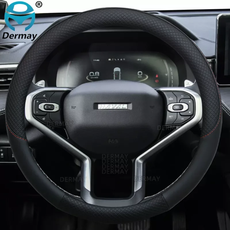 

NEW2023 100% DERMAY Brand PU Leather Car Steering Wheel Cover for Haval Jolion Chulian 2020 2021 2022 Auto Accessories