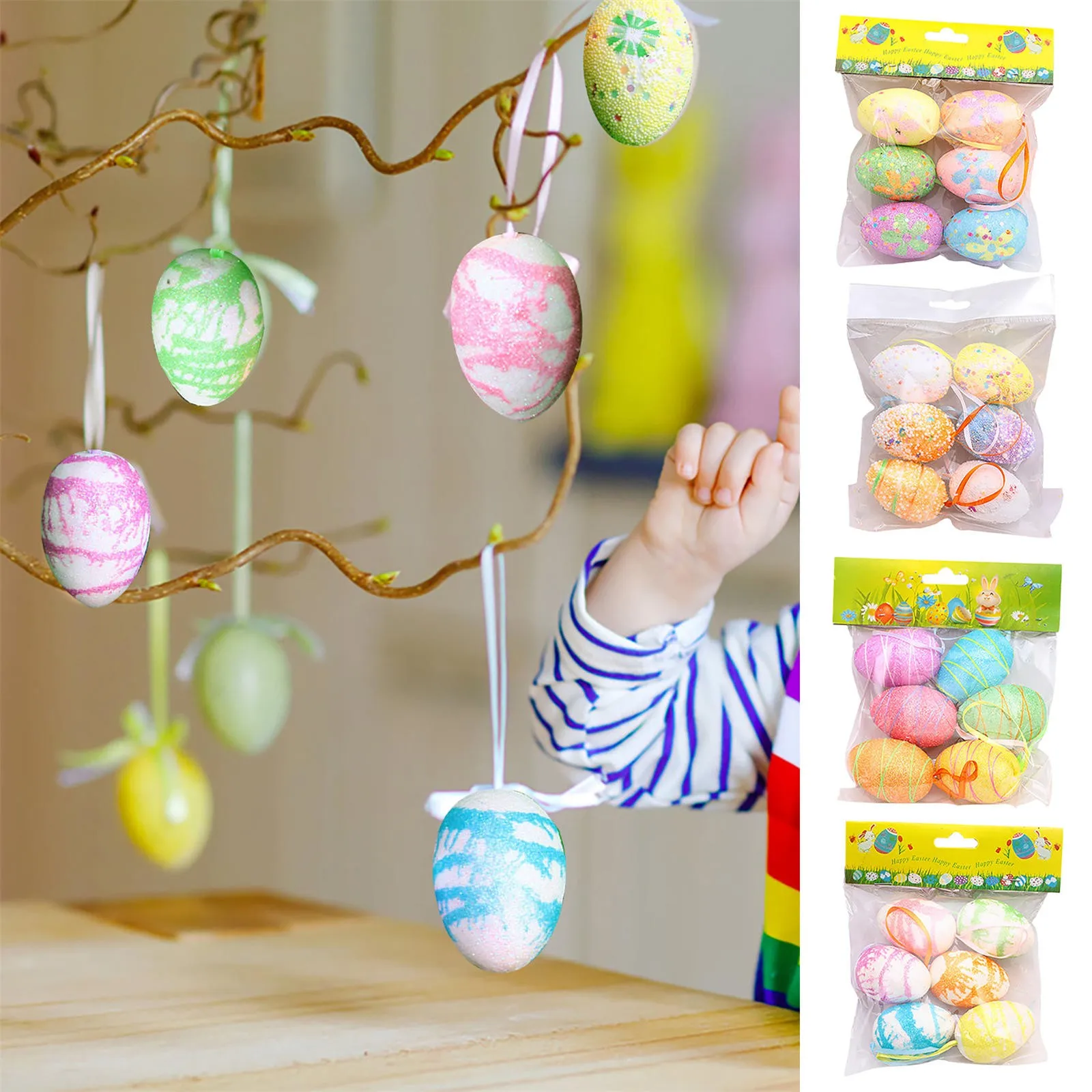 Пасхальные яйца самодельные окрашенные узоры имитация яиц праздничная сцена