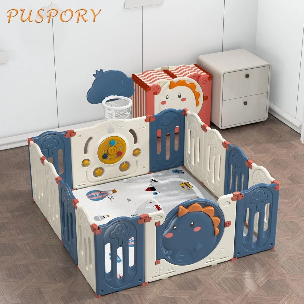 Baby Toy Fold Safety Fence Baby Play Assemble Fence Kid Indoor Collapsible Toddler Amusement Park Newborn Basketball Pitch Field