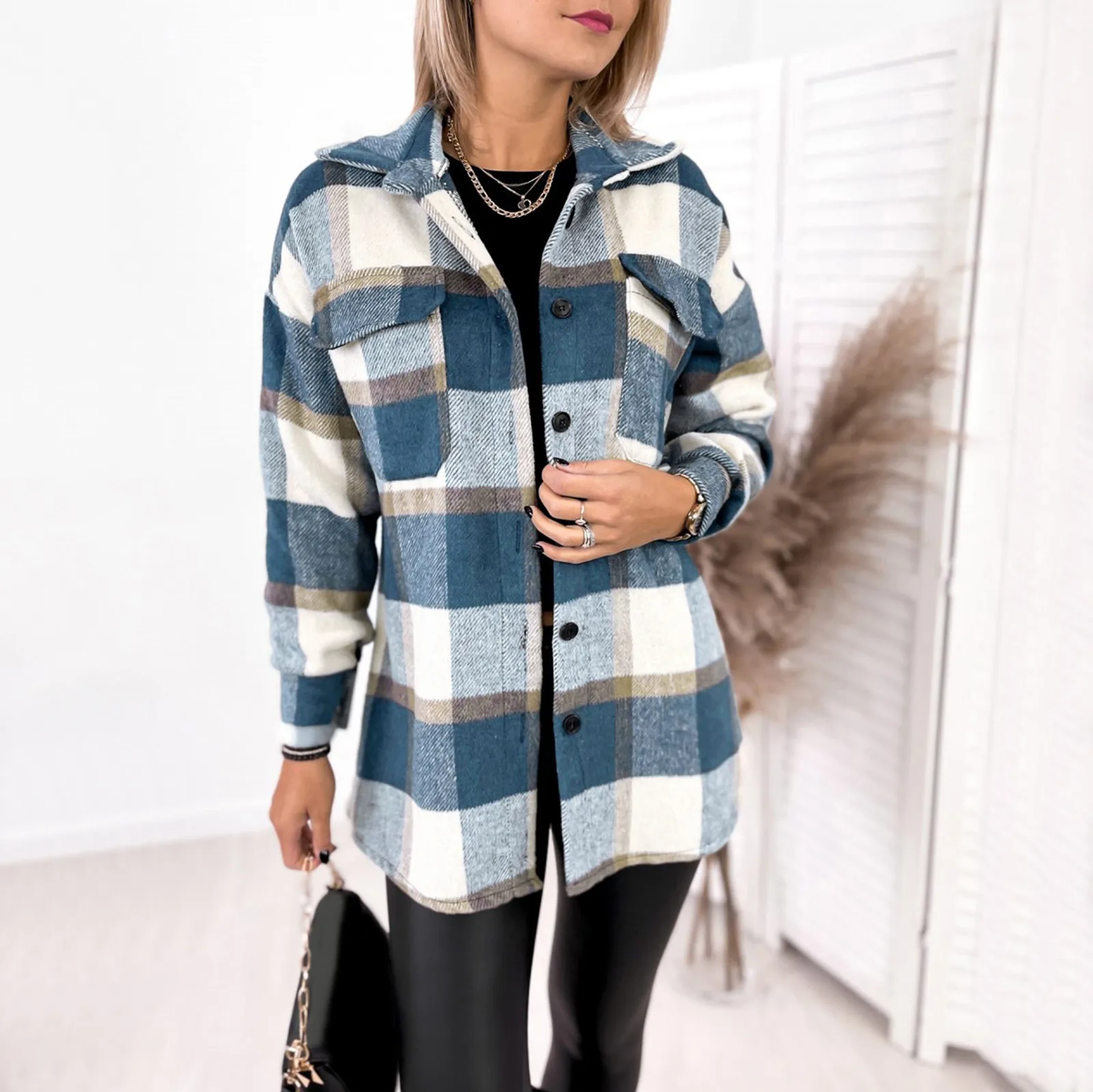 

Women's Overcoat Thickened Button Down Lattice Print Winter Fleece Lined Lapel Women S Hoodie Women Size Medium Jackets for Boys