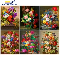 photocustom diy pictures by number colorful flowers kits home decor painting by numbers flowers drawing on canvas handpainted ar