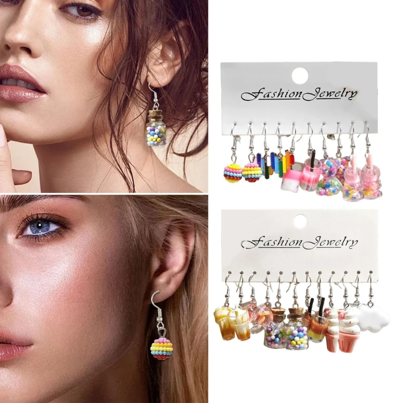Модный набор сережек с имитацией пузырьков и чая молоком 11 пар милые прочные