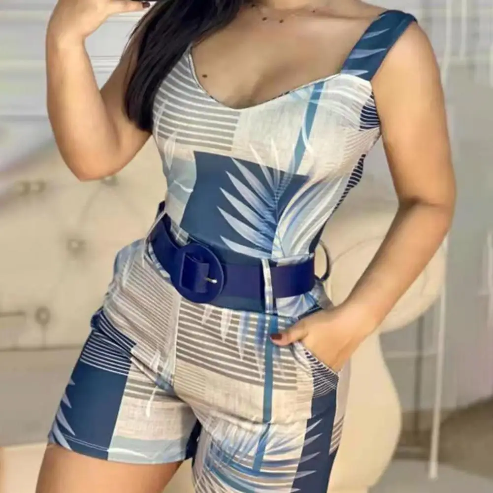 

Women Jumpsuit Hight Waist Sleeveless Shoulder Straps V Neck Plaid Print Summer Romper Female Clothes Streetwear for Office