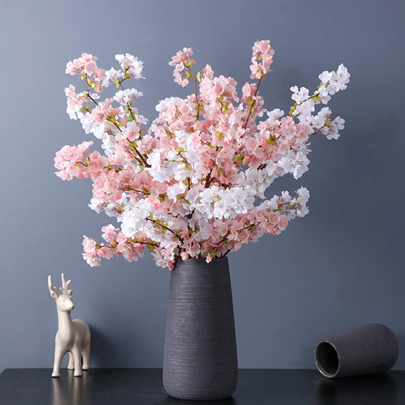 5pc Silk Artificial Flower Cherry Blossom Wedding Arch Background Decoration Accessories Home Decor Fake Photo Props - купить по