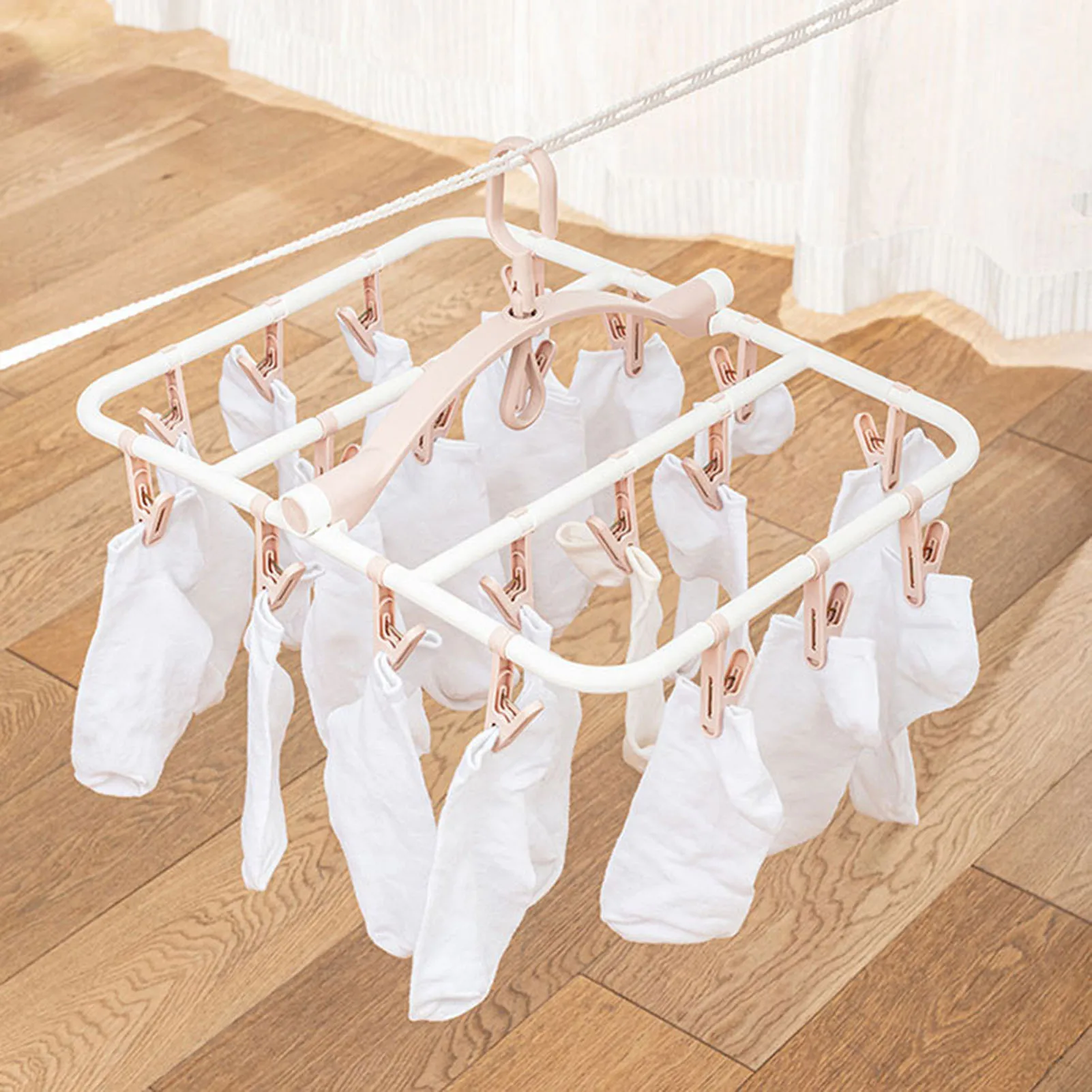 

1pc Plastic Socks Hanger Foldable Windproof Durable for Home Drying Laundry