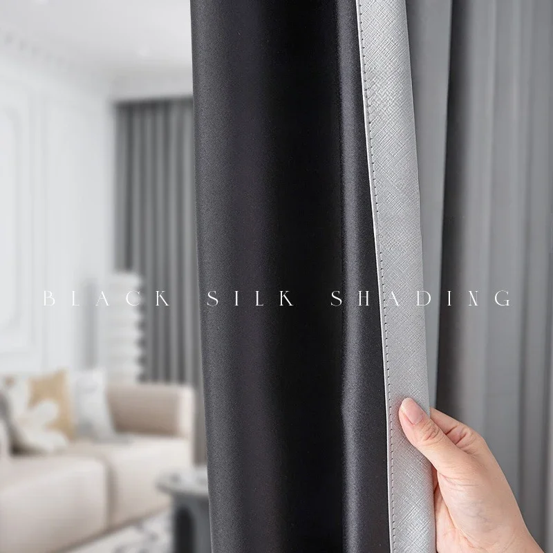 Simplified European Luxurious Solid Color Modern Blackout Curtains for Living Room Bedroom Dining Sun Protection
