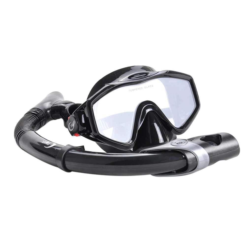 

Snorkel Set Anti-fog Snorkel Mask Tempered Glass Diving Goggles