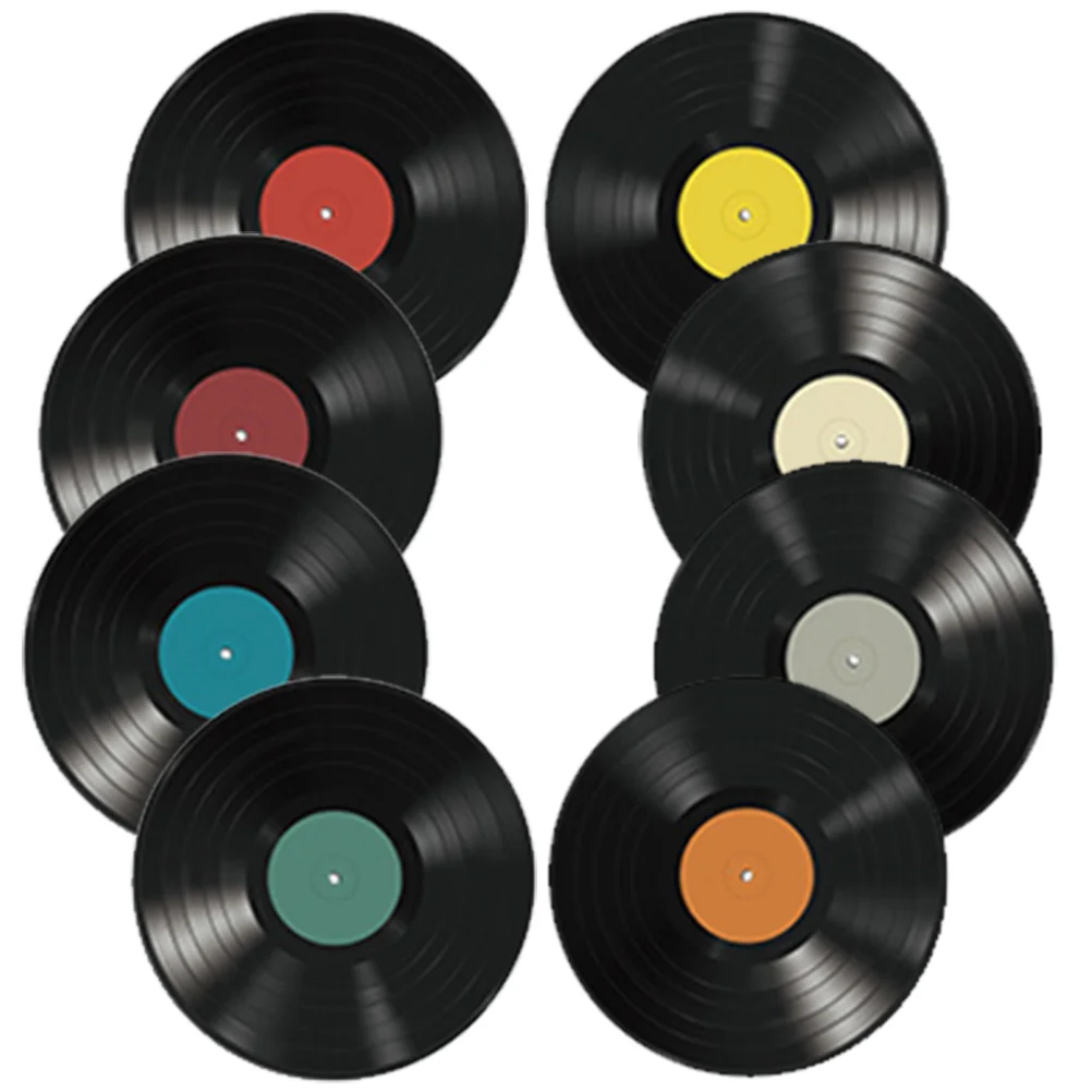 

8Pcs Ornament Adhesive Aesthetic Room Decor Music Party Favors Vinyl Record Wall Mount for Cafe Bedroom