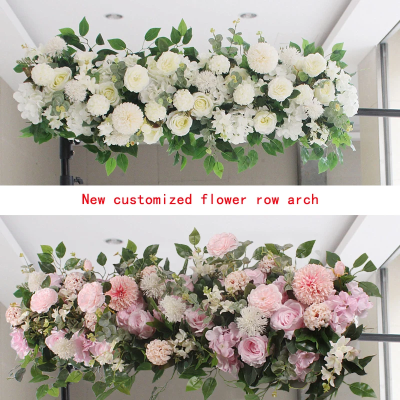 

50/100CM DIY Wedding Flower Wall Arrangement Supplies Silk Peonies Rose Artificial Floral Row Decor Marriage Iron Arch Backdrop