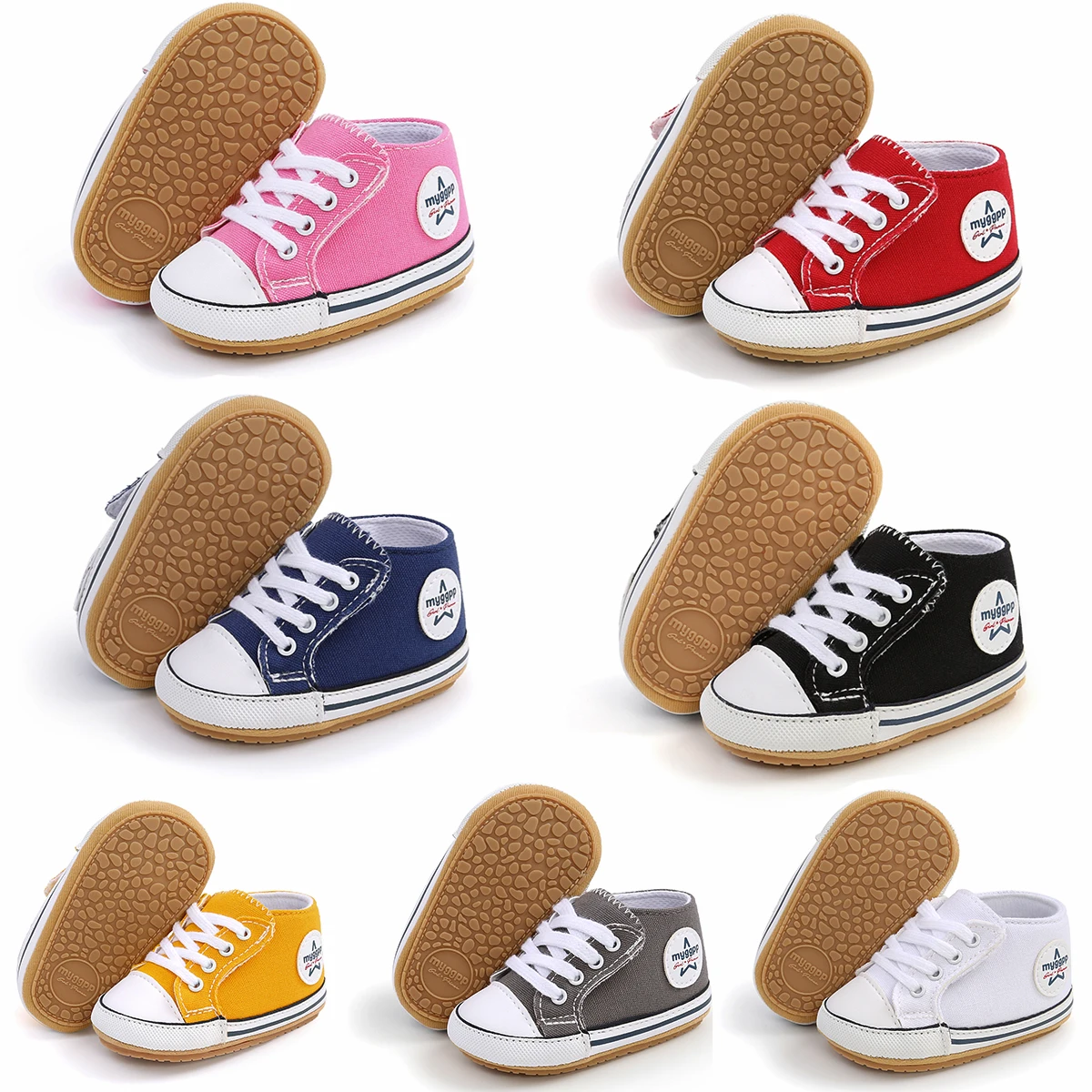 2022 New Classic Baby Canvas Shoes Toddlers Rubber Sole Moccasins Anti-slip Infant First Walkers Boys Girls Newborn Crib Shoes