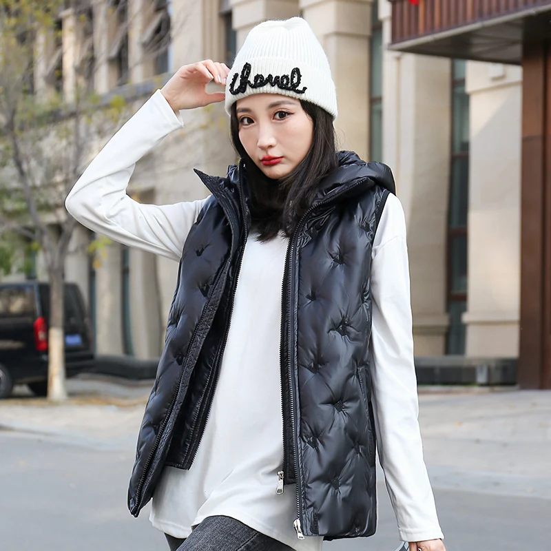 

Новинка, женский жилет, куртка, пуховой жилет из хлопка, осенне-зимняя куртка, пальто с капюшоном, свободный женский жилет без рукавов, зимняя одежда