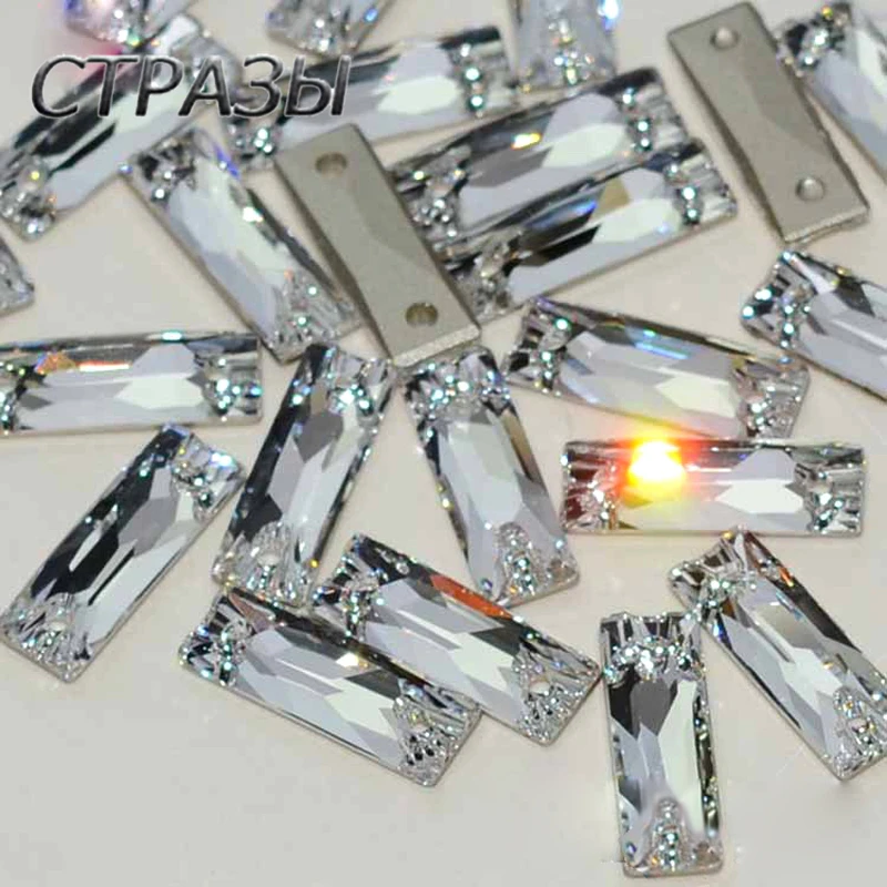 

6A Crystal 3255 Baguette Strass 6x18mm 9x26mm Flat Back Glass Rhinestones Sew On Rhinestone For Garment Needlework Dresses
