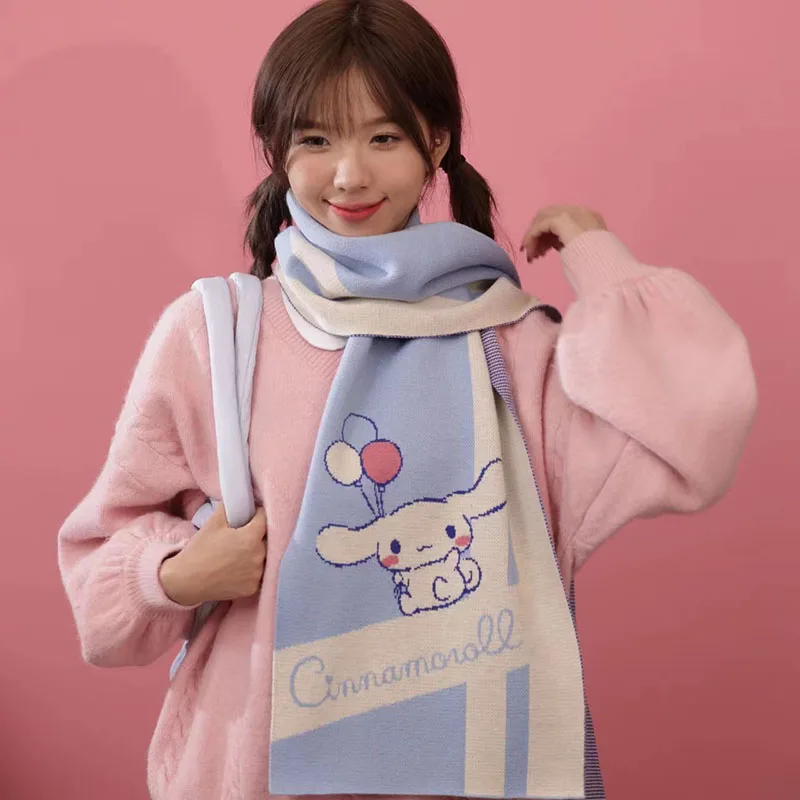 

Cinnamoroll Hello Kitty Kawaii Sanrio Anime Scarf Cute Kuromi My Melody Sweet Warm Neckerchief Y2K Girls Birthday Gifts