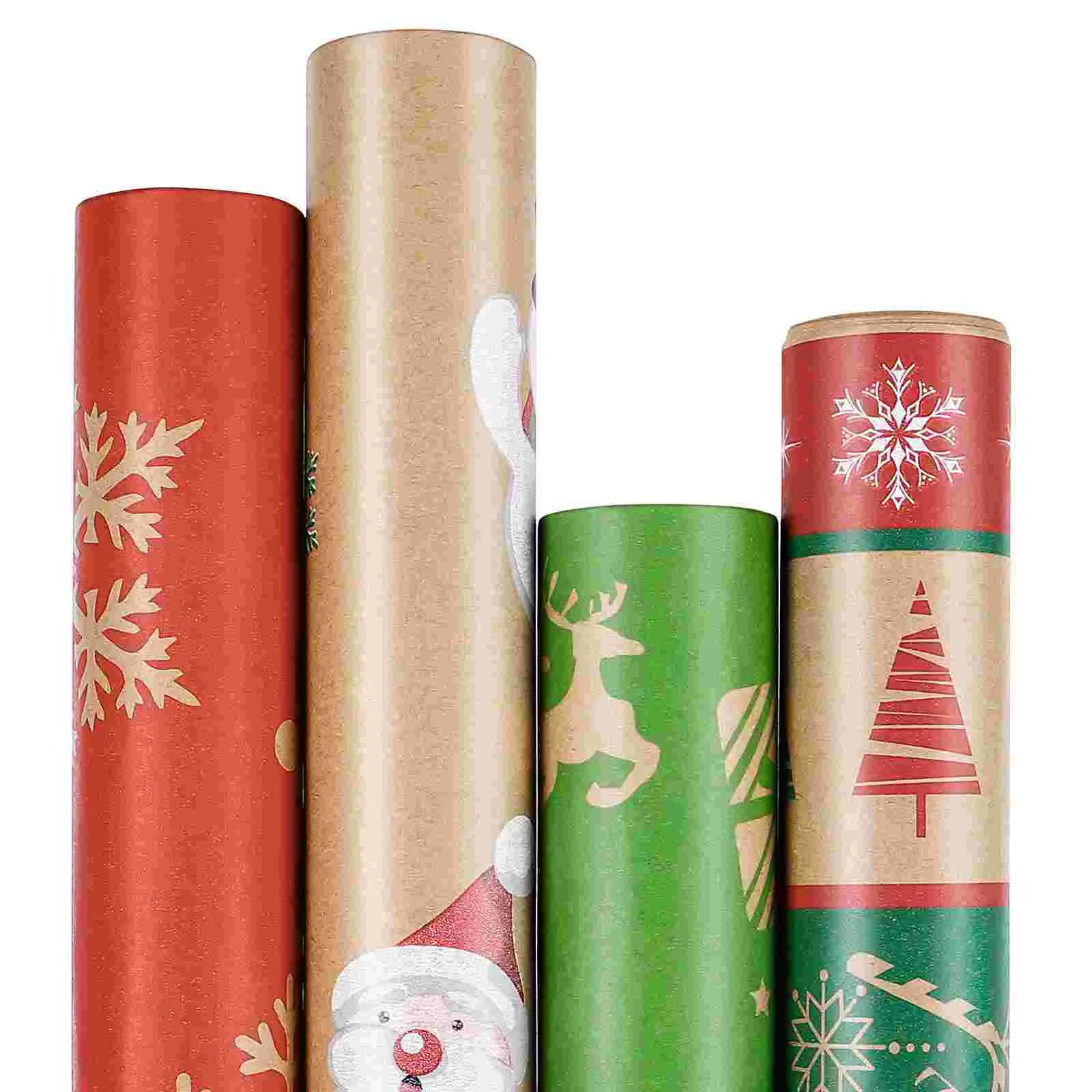 

Paper Wrapping Christmas Gift Kraft Packingset Roll Wrapmetallic Sheet Precut Design Festive Reverse Bundle Elementsthemed