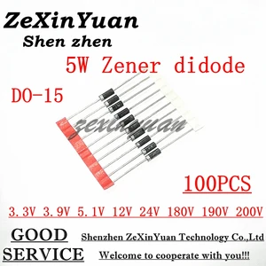 100PCS 5W Zener didode DO-15 3.3V 1N5333B 3.9V 1N5335B 5.1 1N5338B 180V 1N5386B 190V 1N5387B 200V 1N5388B 12V 1N5349B 1N5359B