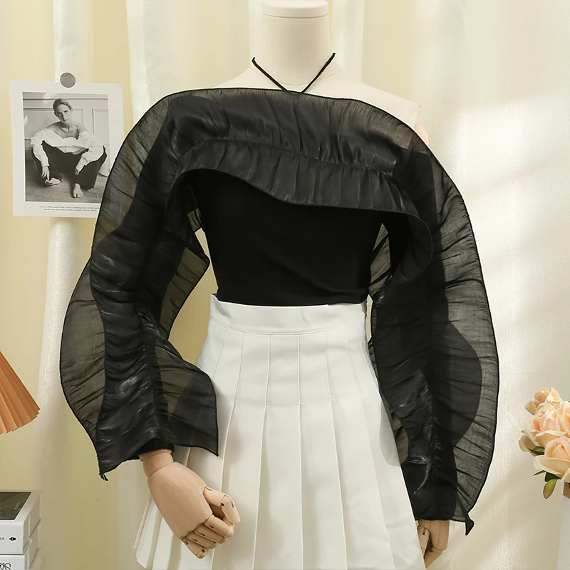 

Ruffles Blouse Woman Korean Fashion Slash Neck Long Sleeve Blouses Women Patchwork Off Shoulder Top Female Slim Dropshipping
