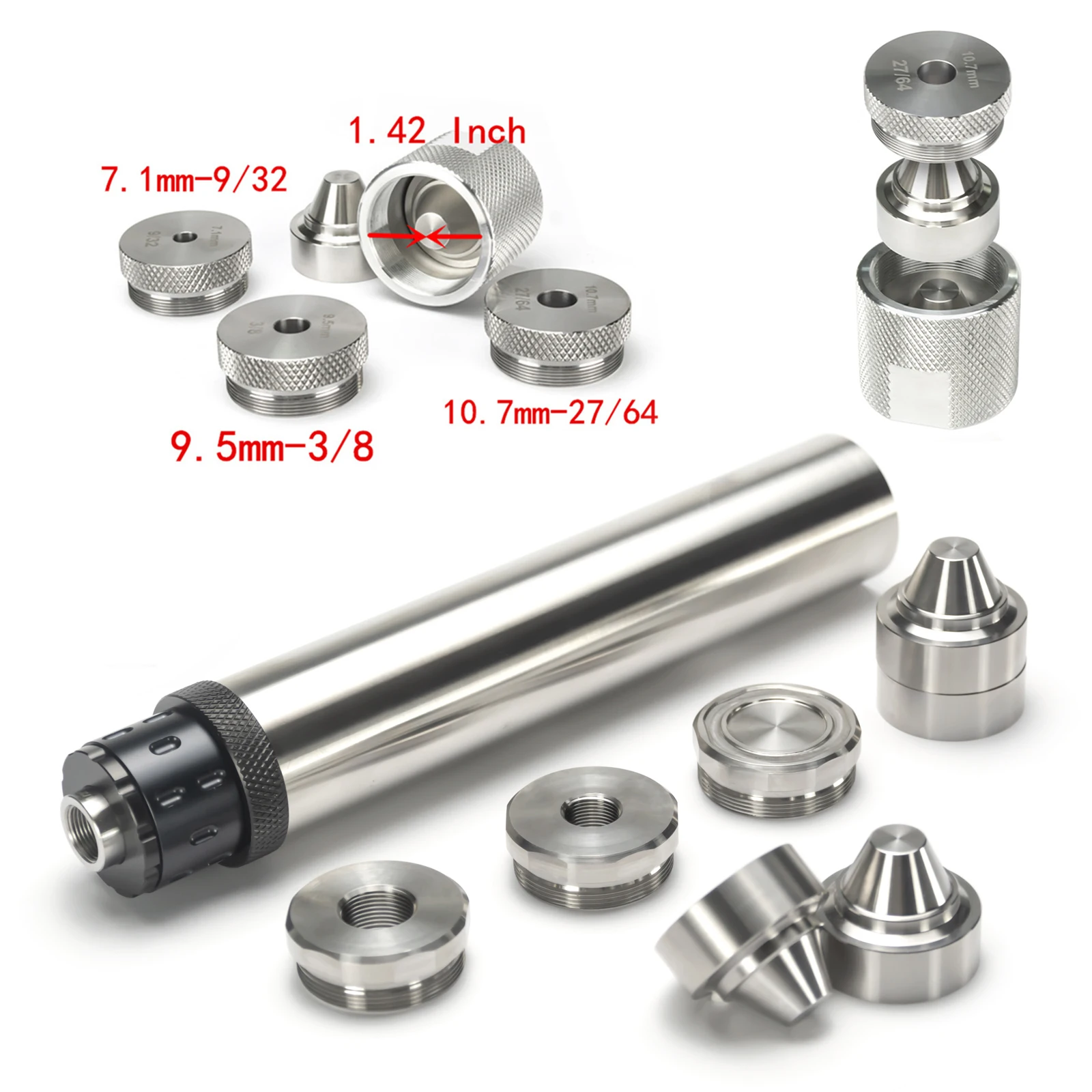

7.8''L 1.5"OD Stainless Steel Skirted 1/2x28+5/8x24 Solvent Trap Fuel Filter Napa 4003 wix 24003 with 1/2-28 Booster + Drill Jig