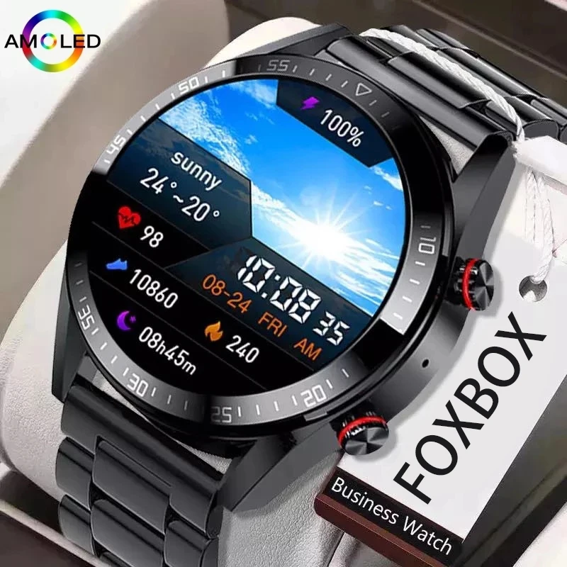 

FOXBOX 454*454 AMOLED Screen Bluetooth Call Smart Watch Fitness Music Player Waterproof Smartwatch Sport Luxury Watch For Men